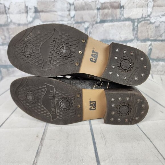 CAT Caterpillar Leather Combat Mid Calf Lace Up Boot Distressed Gray Size 8W - Picture 12 of 15